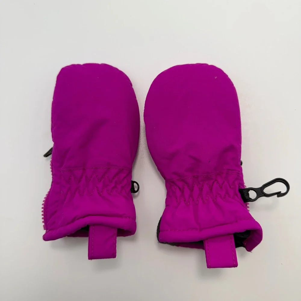 Columbia‎ Infant Pink Fuchsia Zip Mittens One Size Fleece Lined Snow Mitts